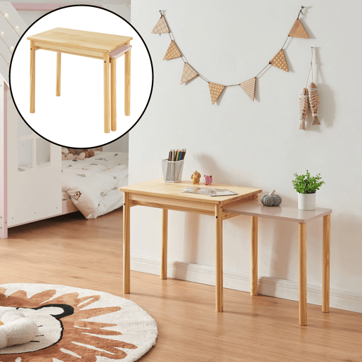 Mesa extensível para crianças Skellefteå Pinho 60-98x38x52 cm - Natural  Rosa en.casa