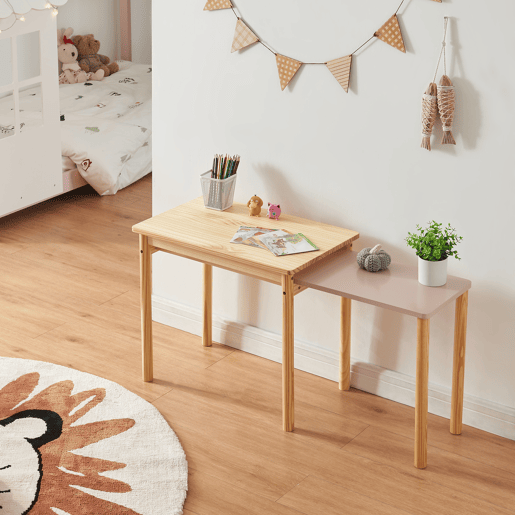 Mesa extensível para crianças Skellefteå Pinho 60-98x38x52 cm - Natural  Rosa en.casa