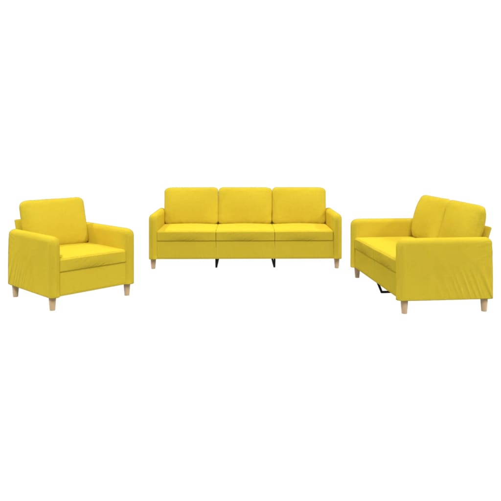 Vidaxl juego de sofás con cojines 3 piezas tela amarillo claro