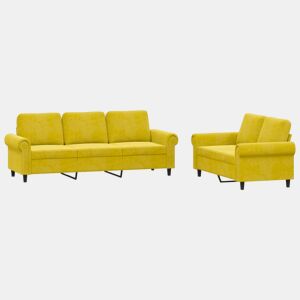 vidaXL 2 pcs conjunto de sofás com almofadões veludo amarelo