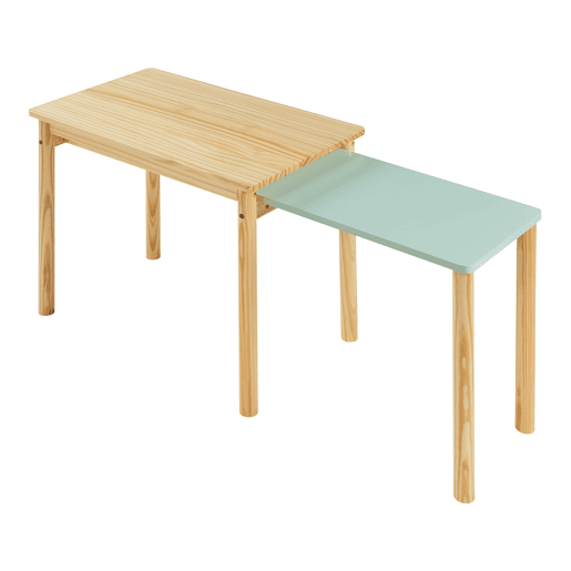 Mesa extensível para crianças Skellefteå Pinho 60-98x38x52 cm - Natural  Verde menta en.casa