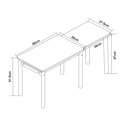 Mesa extensível para crianças Skellefteå Pinho 60-98x38x52 cm - Natural  Verde menta en.casa