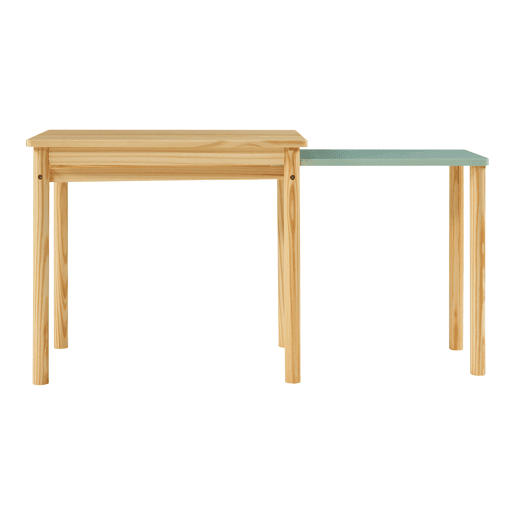Mesa extensível para crianças Skellefteå Pinho 60-98x38x52 cm - Natural  Verde menta en.casa