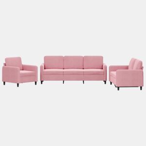 vidaXL 3 pcs conjunto de sofás veludo rosa
