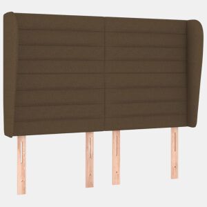 vidaXL Cabeceira cama c abas tecido 147x23x118128 cm castanho-escuro