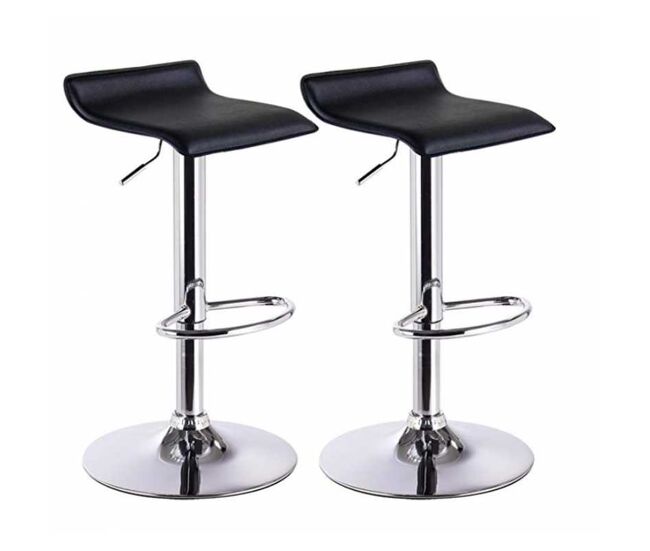 Conjunto 2 taburetes andes |tipo bar | forma del asiento resulta muy cómoda | es fácil regular la altura (color: negro)