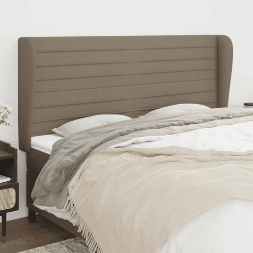vidaXL Cabeceira cama abas tecido 183x23x118128 cm cinza-acastanhado