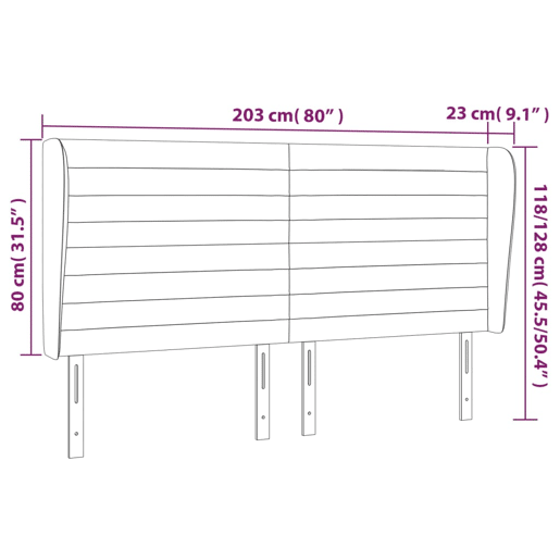 vidaXL Cabeceira cama c abas tecido 203x23x118128 cm cinzento-escuro