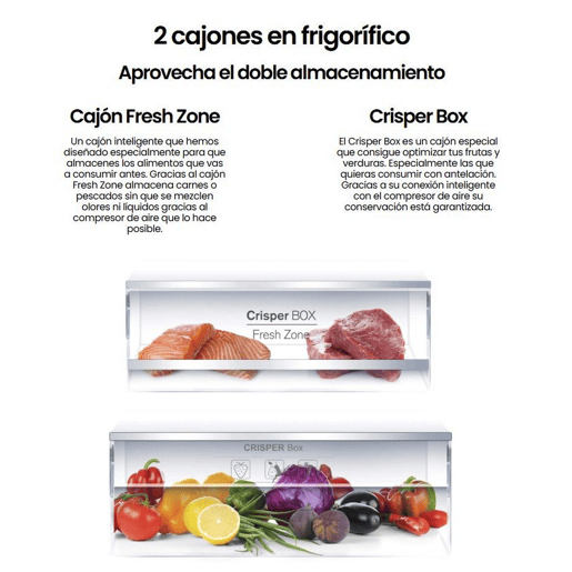 INFINITON Frigorifico Combinado FGC-345C20XEM, 330 l, 201 cm, Total No Frost, E, Inox