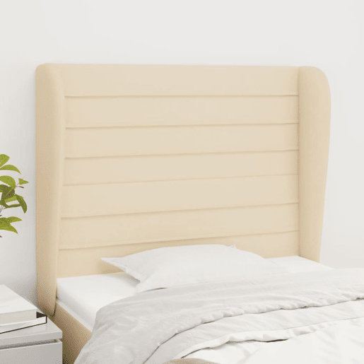 vidaXL Cabeceira de cama c abas tecido 93x23x118128 cm creme vidaXL Cabeceira de cama c abas tecido 93x23x118128 cm creme