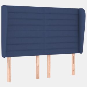 vidaXL Cabeceira de cama c abas tecido 147x23x118128 cm azul