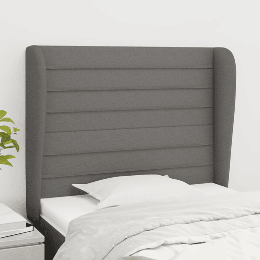 vidaXL Cabeceira cama c abas tecido 93x23x118128 cm cinzento-escuro vidaXL Cabeceira cama c abas tecido 93x23x118128 cm cinzento-escuro