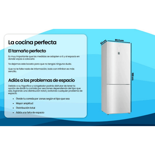 Frigorífico combinado INFINITON FGC-310C88BEK, 310 l, 188 cm, Total No Frost, E, Branco