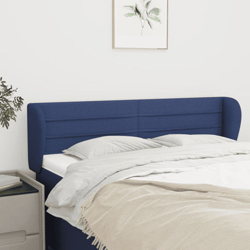 vidaXL Cabeceira de cama c abas tecido 147x23x7888 cm azul