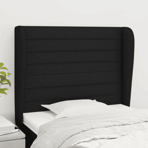 vidaXL Cabeceira de cama c abas tecido 83x23x118128 cm preto vidaXL Cabeceira de cama c abas tecido 83x23x118128 cm preto