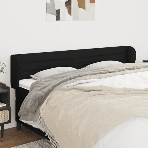 vidaXL Cabeceira de cama c abas tecido 183x23x7888 cm preto vidaXL Cabeceira de cama c abas tecido 183x23x7888 cm preto