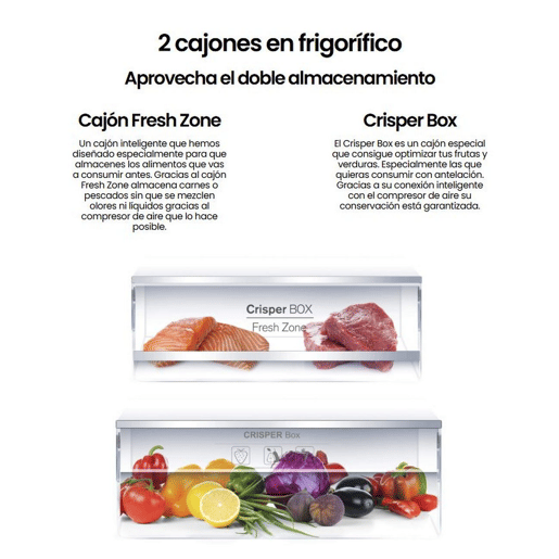 INFINITON Frigorifico Combinado FGC-345C20WEC, 330 l, 201 cm, Total No Frost, E, Branco