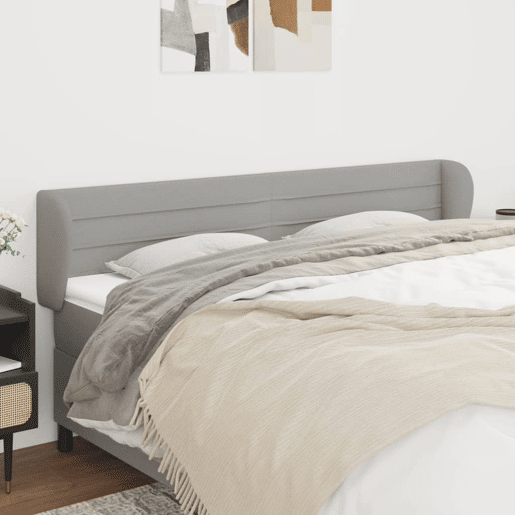 vidaXL Cabeceira de cama c abas tecido 183x23x7888 cm cinzento-claro