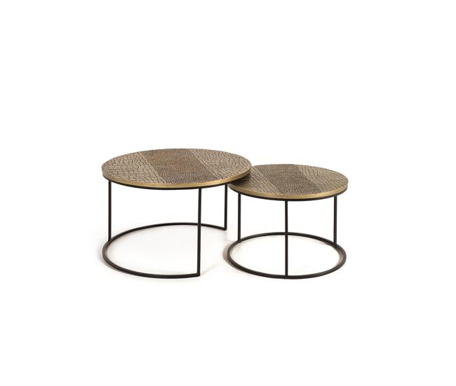 Mesa centro en hierro y aluminio y bronce Multicolor.Giner y Colomer