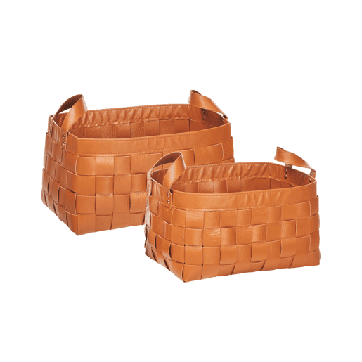 Conjunto de 2 cestos SIPPAR Pele sintética Castanho dourado