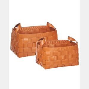 Conjunto de 2 cestos SIPPAR Pele sintética Castanho dourado