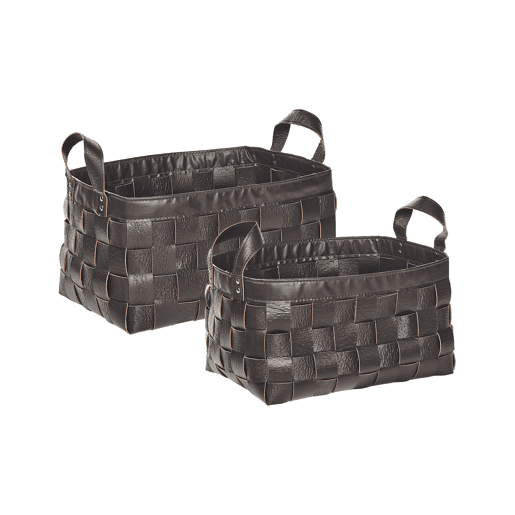 Conjunto de 2 cestos SIPPAR Pele sintética Castanho escuro
