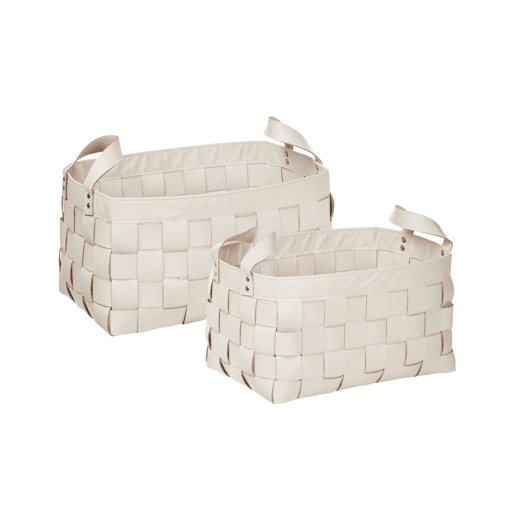 Conjunto de 2 cestos SIPPAR Pele sintética Creme Conjunto de 2 cestos SIPPAR Pele sintética Creme