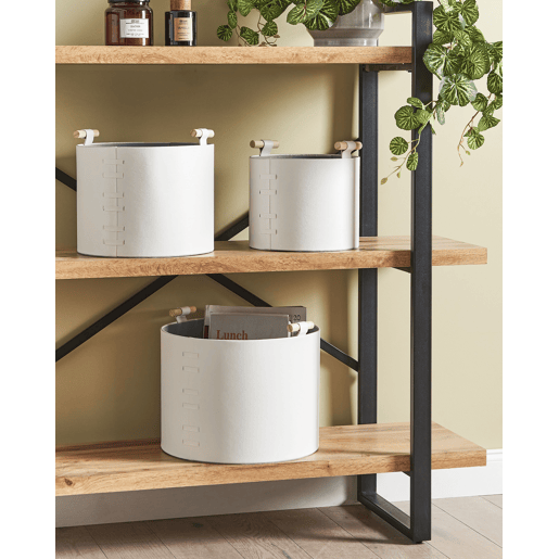 Conjunto de 3 cestos ARAM Pele sintética Branco creme
