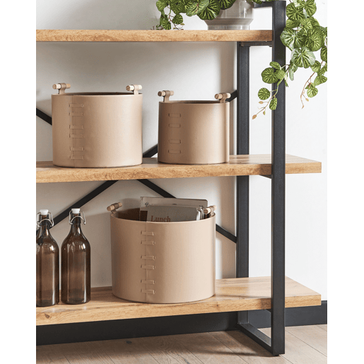 Conjunto de 3 cestos ARAM Pele sintética Creme