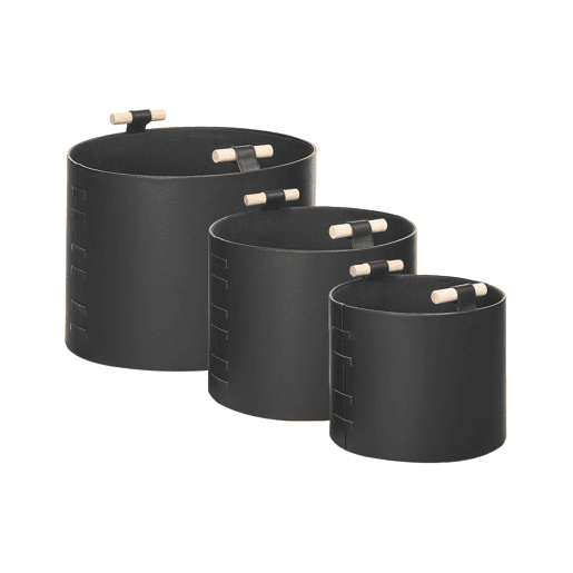 Conjunto de 3 cestos ARAM Pele sintética Preto