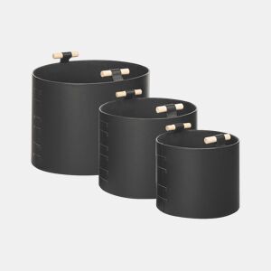 Conjunto de 3 cestos ARAM Pele sintética Preto