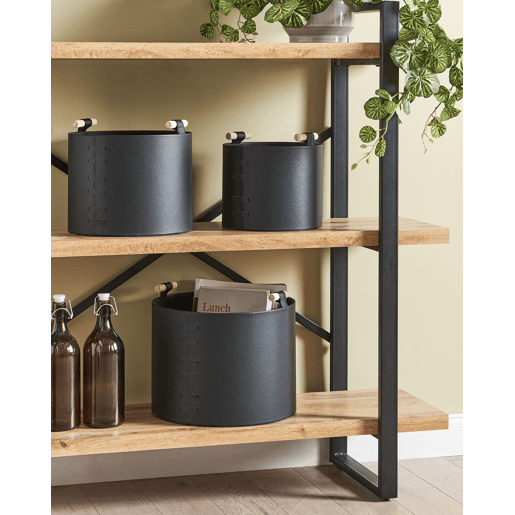 Conjunto de 3 cestos ARAM Pele sintética Preto