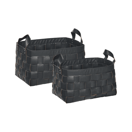 Conjunto de 2 cestos SIPPAR Pele sintética Preto