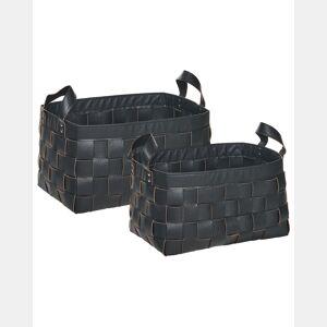 Conjunto de 2 cestos SIPPAR Pele sintética Preto