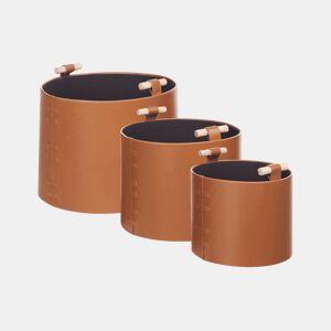 Conjunto de 3 cestos ARAM Pele sintética Castanho