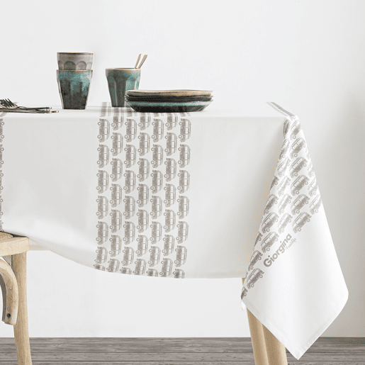 Toalha de mesa retangular, 100% algodão, resistente às manchas, Toalha de mesa para piquenique - 150x220cm - Camper Van
