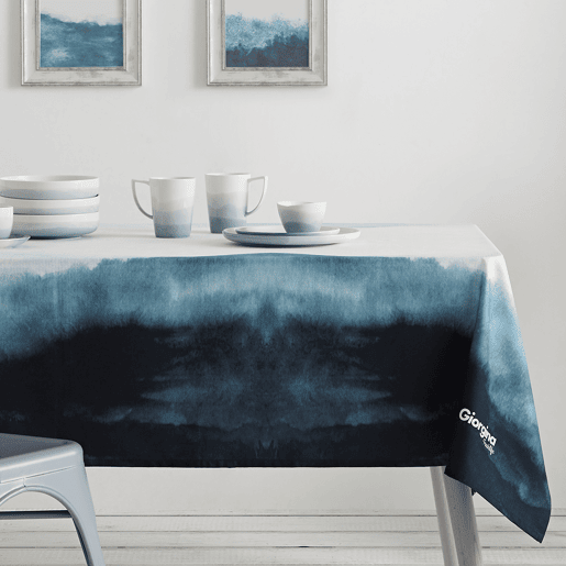Toalha de mesa retangular, 100% algodão, resistente às manchas, Toalha de mesa para piquenique - 150x220cm - Blue Wave