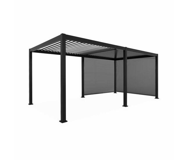 Pérgola bioclimática 3x6m + 2 toldos verticales de 3m, triomphe 3x6m + accesorios, antracita, 600x300x250 cm