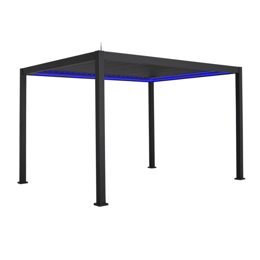 Pérgola eléctrica bioclimática de 3x4m de alumínio com iluminação LED, Triomphe 3x4m LED, Antracite, 391x301x250 cm