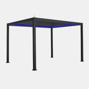 Pérgola eléctrica bioclimática de 3x4m de alumínio com iluminação LED, Triomphe 3x4m LED, Antracite, 391x301x250 cm