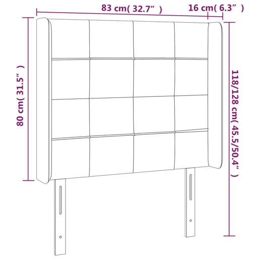 vidaXL Cabeceira de cama c luzes LED tecido 83x16x118128 cm castanho
