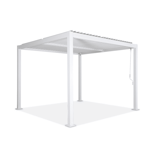 Pérgola bioclimática 3x3m com persiana, alumínio e aço com lâminas ajustáveis, Palace 3x3m, Branco, 292x292x231 cm