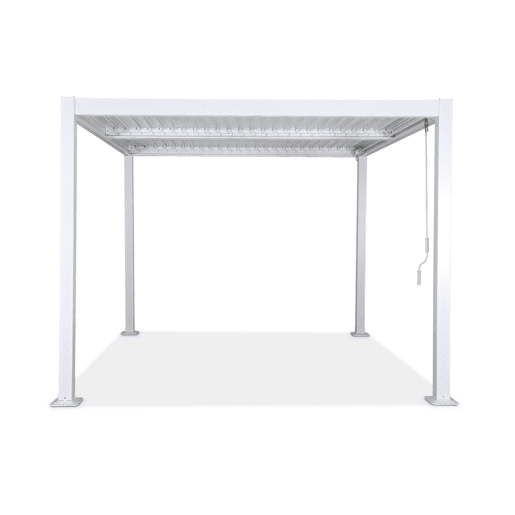 Pérgola bioclimática 3x3m com persiana, alumínio e aço com lâminas ajustáveis, Palace 3x3m, Branco, 292x292x231 cm