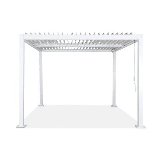 Pérgola bioclimática 3x3m com persiana, alumínio e aço com lâminas ajustáveis, Palace 3x3m, Branco, 292x292x231 cm