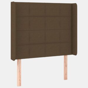 vidaXL Cabeceira cama c abas tecido 83x16x118128 cm castanho-escuro