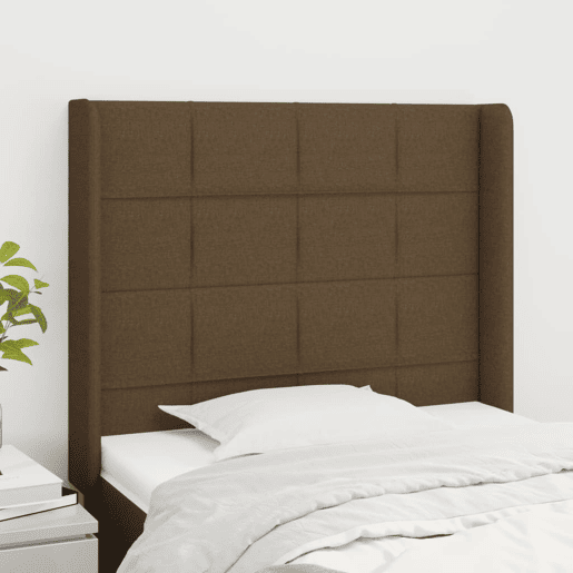 vidaXL Cabeceira cama c abas tecido 83x16x118128 cm castanho-escuro