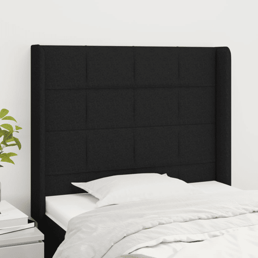 vidaXL Cabeceira de cama c abas tecido 83x16x118128 cm preto