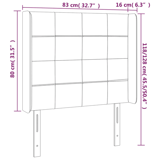 vidaXL Cabeceira de cama c abas tecido 83x16x118128 cm preto