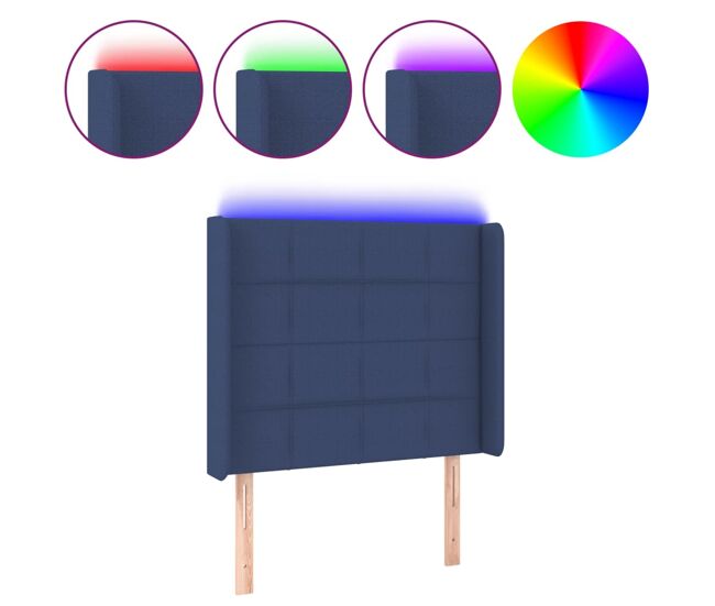 Vidaxl cabecero con led de tela azul 103x16x118/128 cm