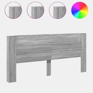 vidaXL Armário de cabeceira c luzes LED 220x16,5x103,5cm cinza sonoma